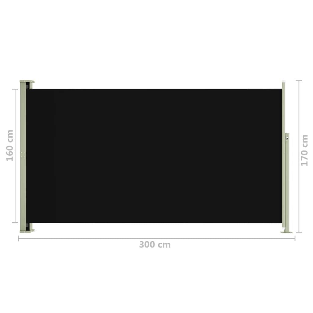Helloshop26 - Auvent paravent store brise-vue latéral rétractable de patio jardin terrasse balcon protection visuelle écran 170 x 300 cm noir - Imagen 6