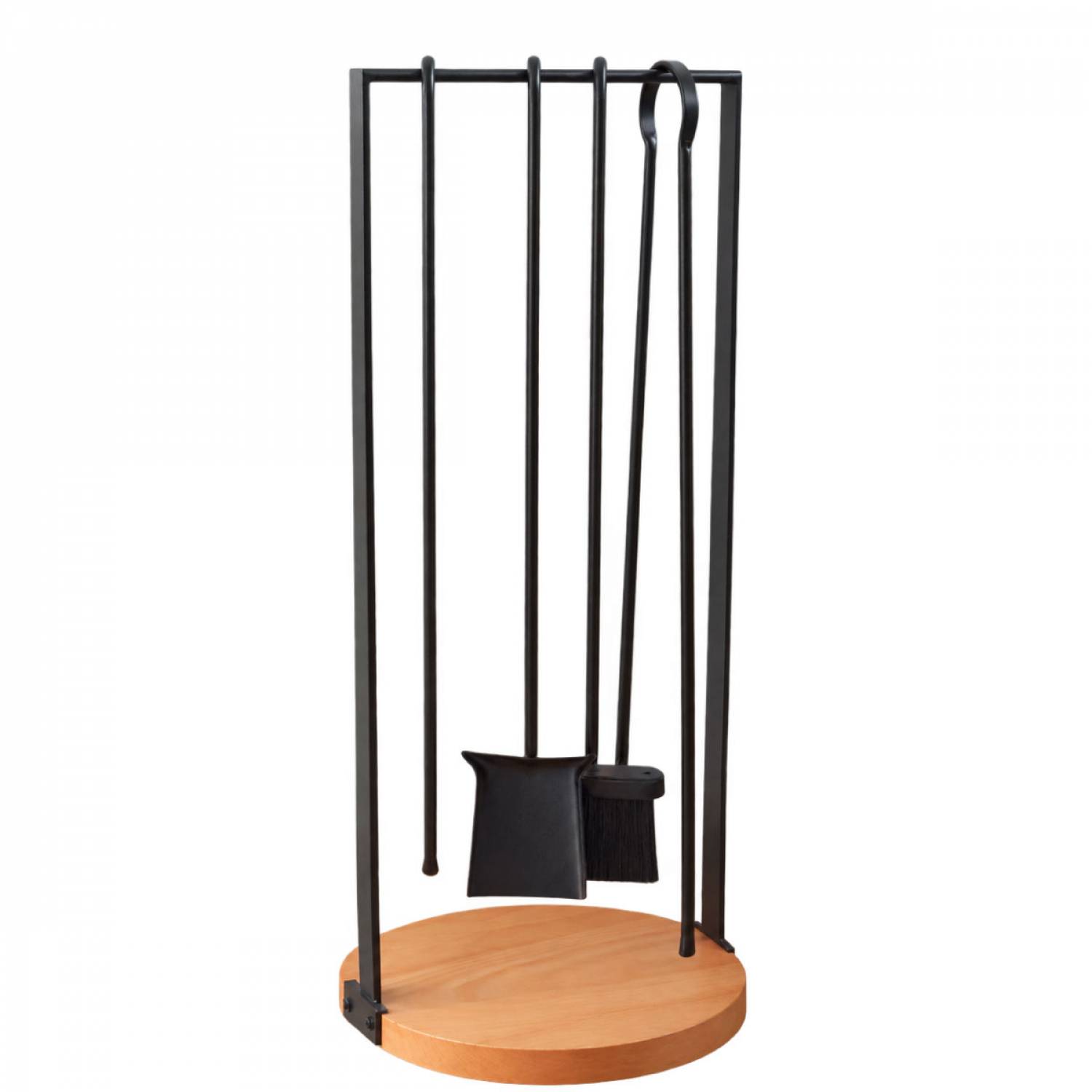 Linxor - Ensemble serviteur de cheminée et accessoires, pince, tisonnier, balai, pelle - 4 pièces - Noir - Linxor - Image 1