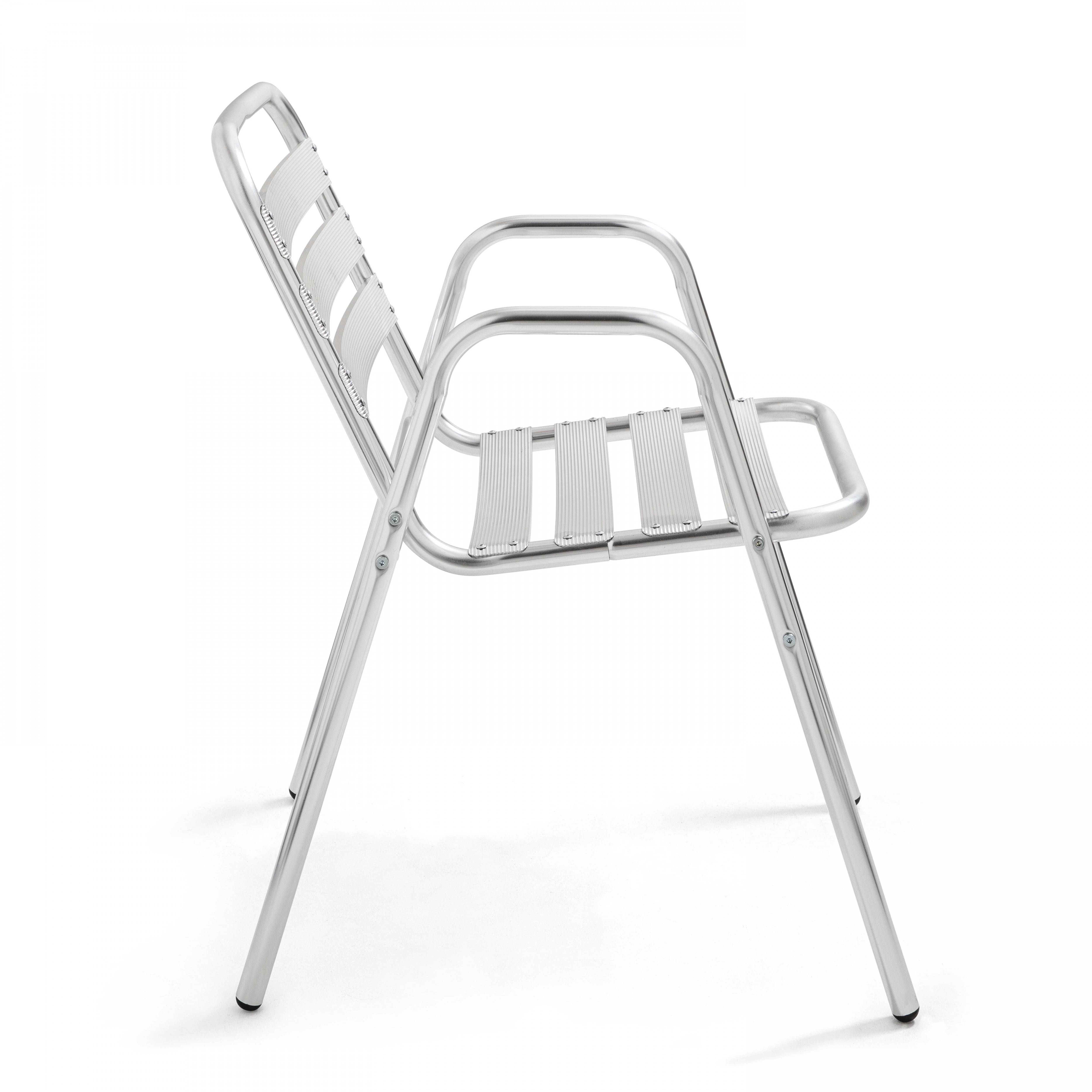 Oviala - Table de jardin bistrot carrée 70 cm aluminium et 2 fauteuils Brixton - Oviala - Imagen 6