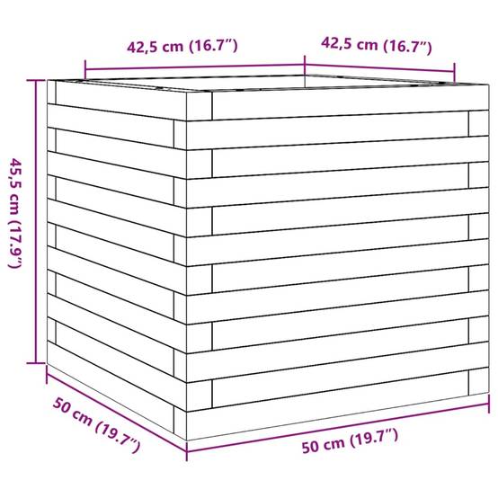 Jardinière bois pin massif cire marron 50 x 50 x 45,5 cm - PANGIVO - Image 10