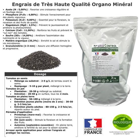 SOLU’CONTROL - 3 kg d'Engrais Spécial Tomates, Aubergines, Poivrons, Piments - Formulation haute qualité Organo-Minerale - UAB - Image 4