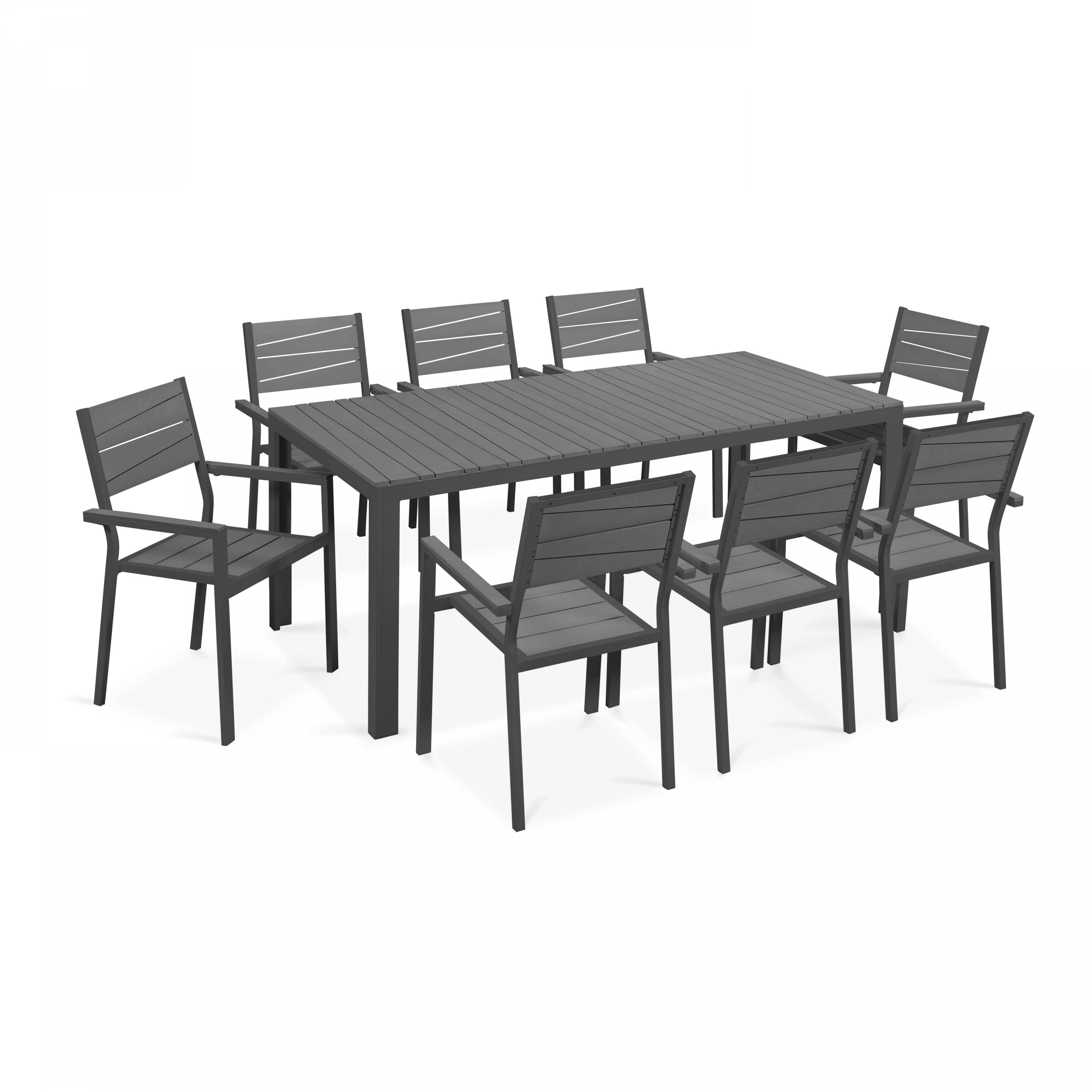 Oviala - Table de jardin en aluminium et bois synthétique 8 places gris Saint Raphael - Oviala - Imagen 3