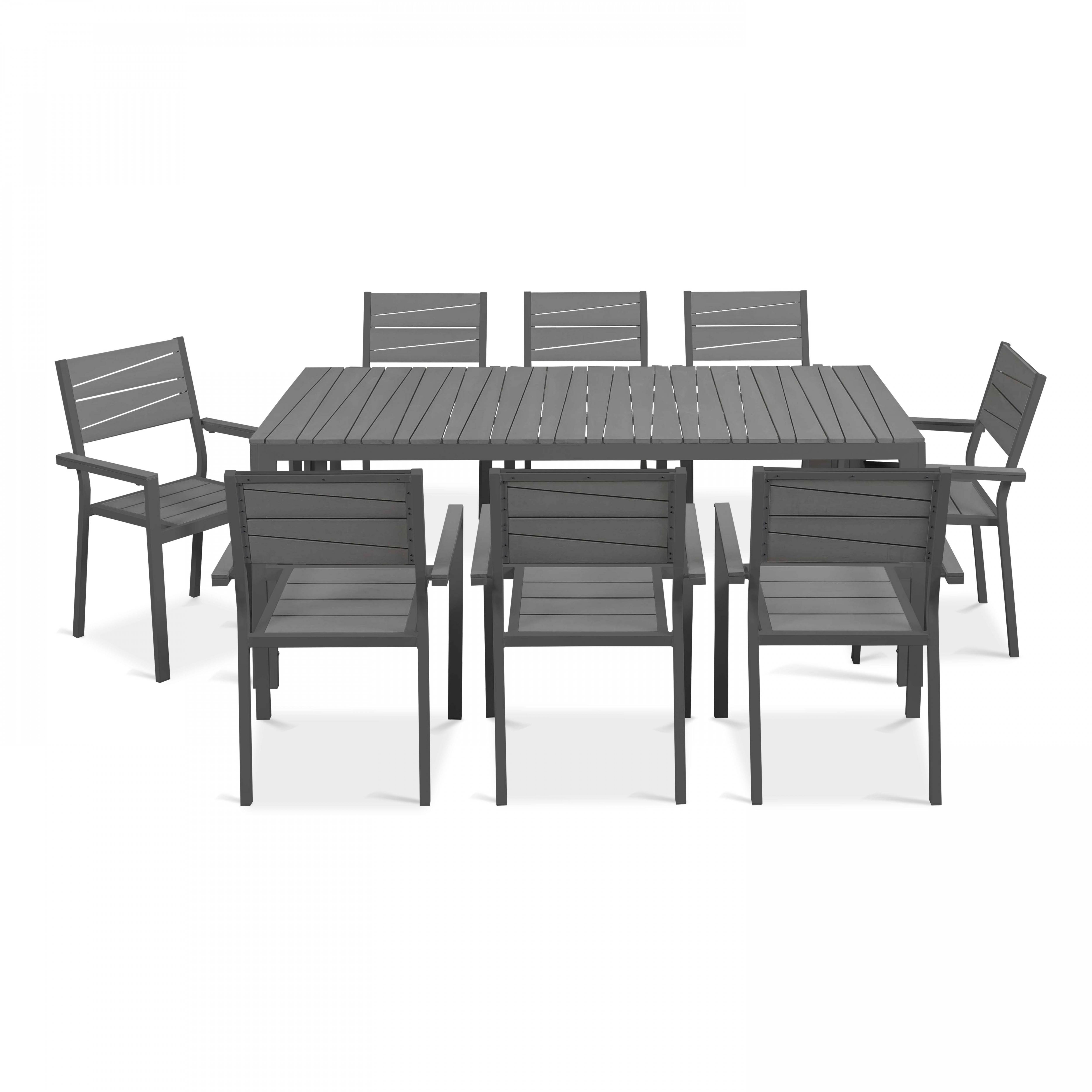Oviala - Table de jardin en aluminium et bois synthétique 8 places gris Saint Raphael - Oviala - Imagen 4