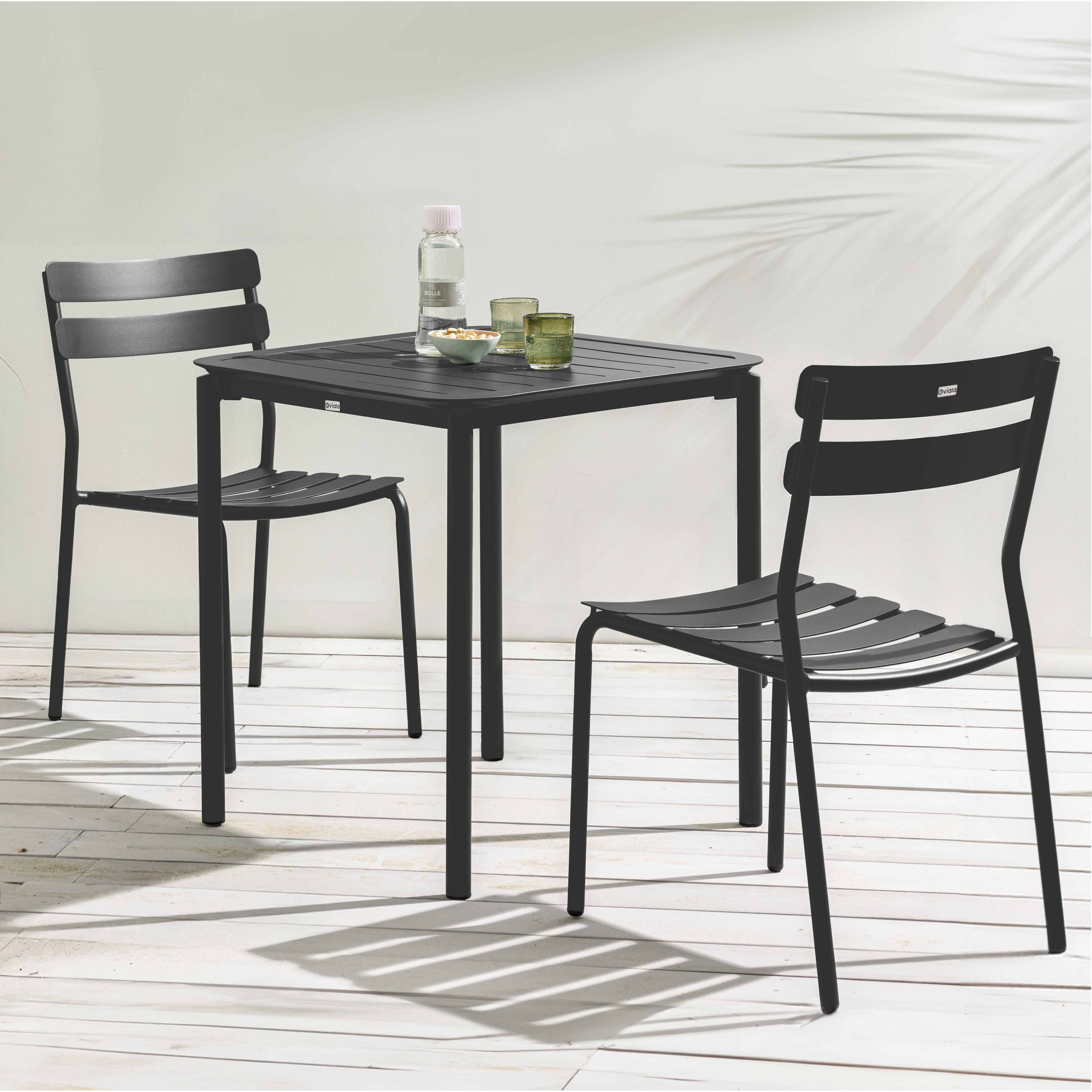 Oviala - Ensemble table de terrasse 70cm et 2 chaises noir Almada - Oviala - Imagen 2