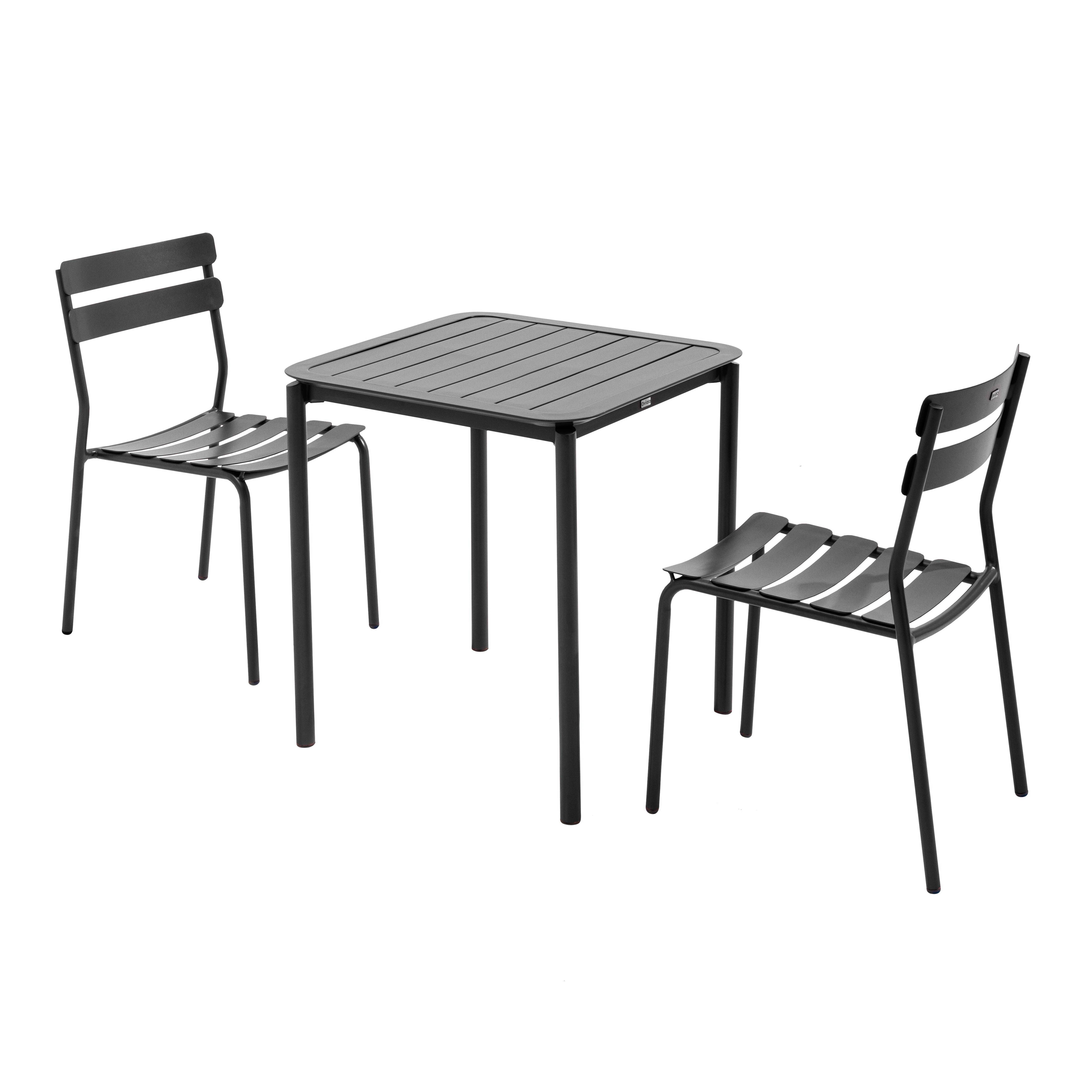 Oviala - Ensemble table de terrasse 70cm et 2 chaises noir Almada - Oviala - Imagen 1