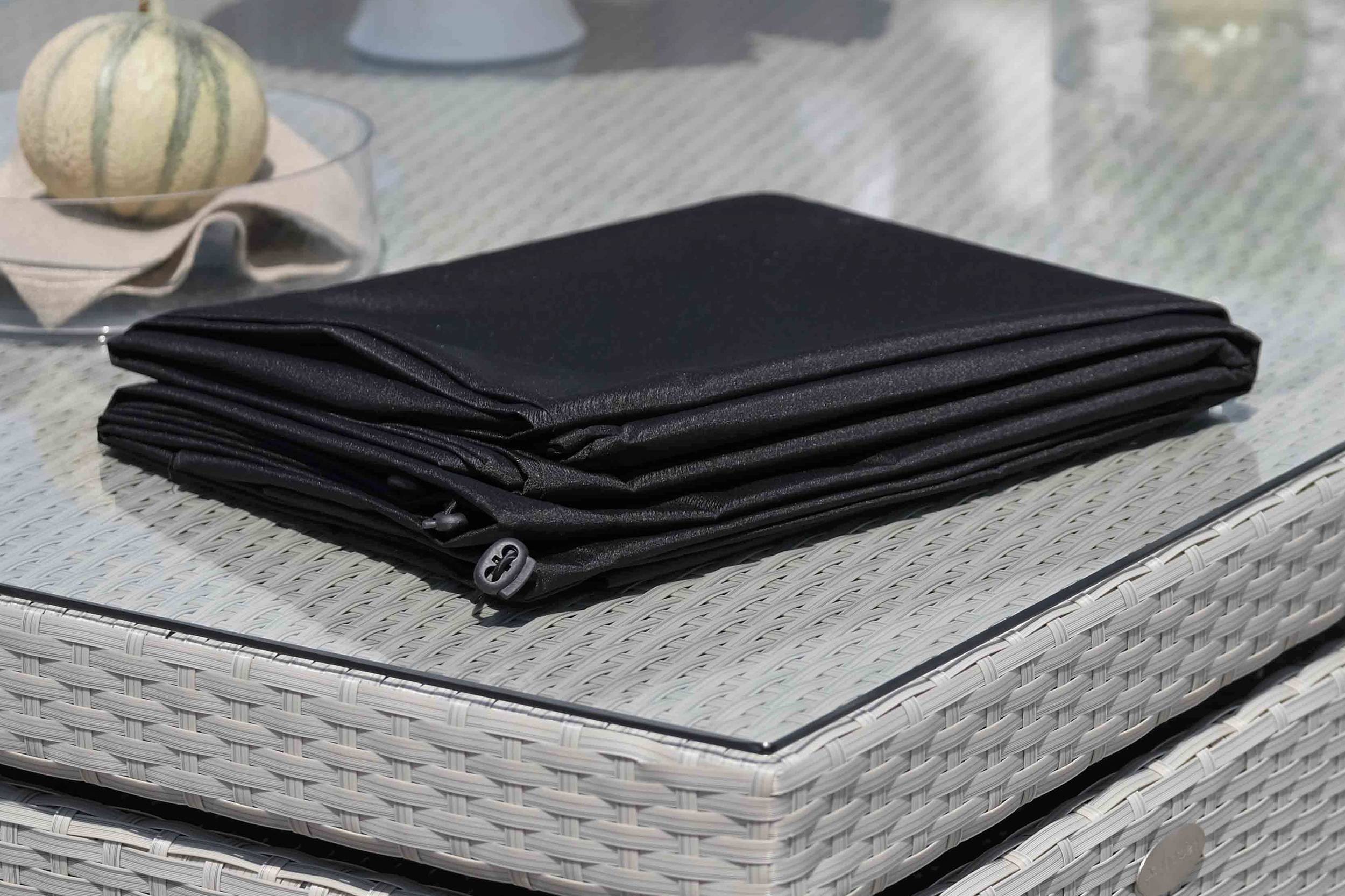 Dcb Garden - Housse de protection pour table de jardin 4 places en polyester - Noir - HOUSSE - Image 3