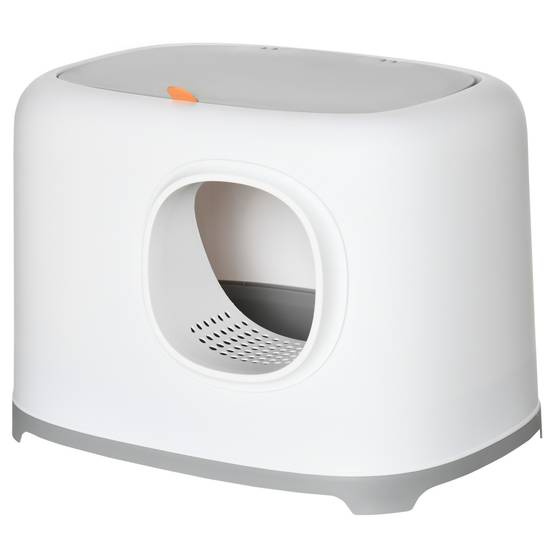 Maison de toilette plastique PP pour chat intimité et propreté 55x40x39cm blanc - ComfortXL Outdoor Living - Image 2