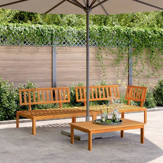 Salon palette de jardin - Salon d'extérieur - Mobilier de jardin 3 pcs bois d'acacia massif-JU822 - Image 2