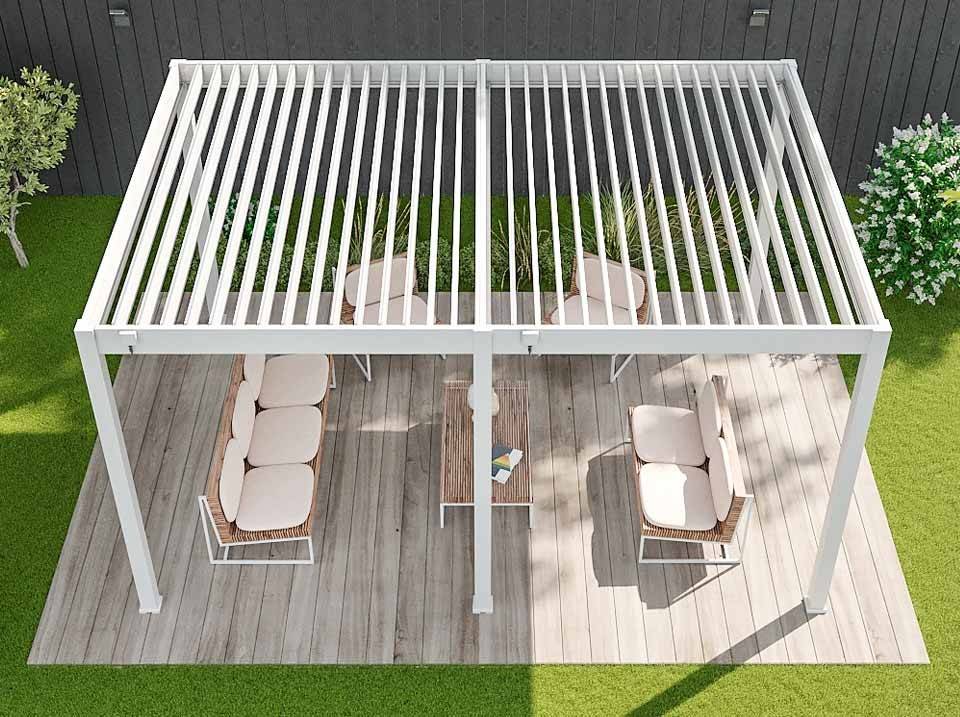 Pergola Bioclimatique Aluminium Autoportée 19m² - 3,6x5,3 - blanc - Lames Orientables de 0 à 120 degrés - ECLIPSE 19 - Imagen 4