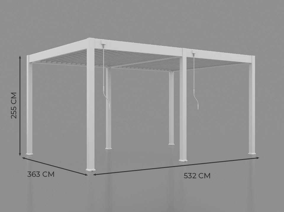 Pergola Bioclimatique Aluminium Autoportée 19m² - 3,6x5,3 - blanc - Lames Orientables de 0 à 120 degrés - ECLIPSE 19 - Imagen 6
