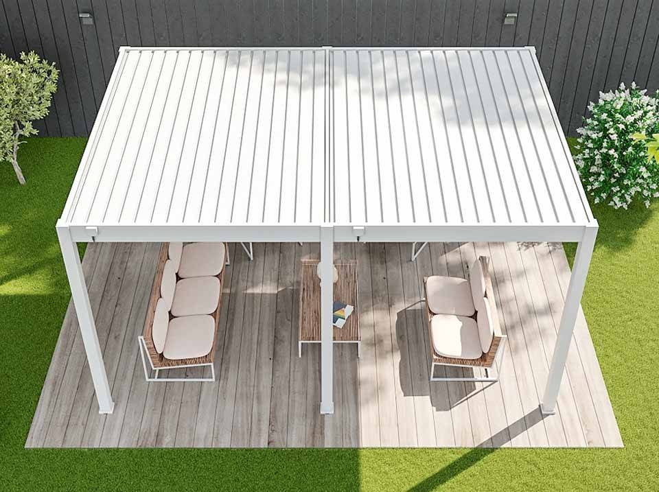 Pergola Bioclimatique Aluminium Autoportée 19m² - 3,6x5,3 - blanc - Lames Orientables de 0 à 120 degrés - ECLIPSE 19 - Imagen 3