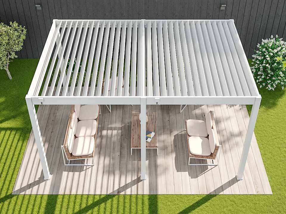 Pergola Bioclimatique Aluminium Autoportée 19m² - 3,6x5,3 - blanc - Lames Orientables de 0 à 120 degrés - ECLIPSE 19 - Imagen 2