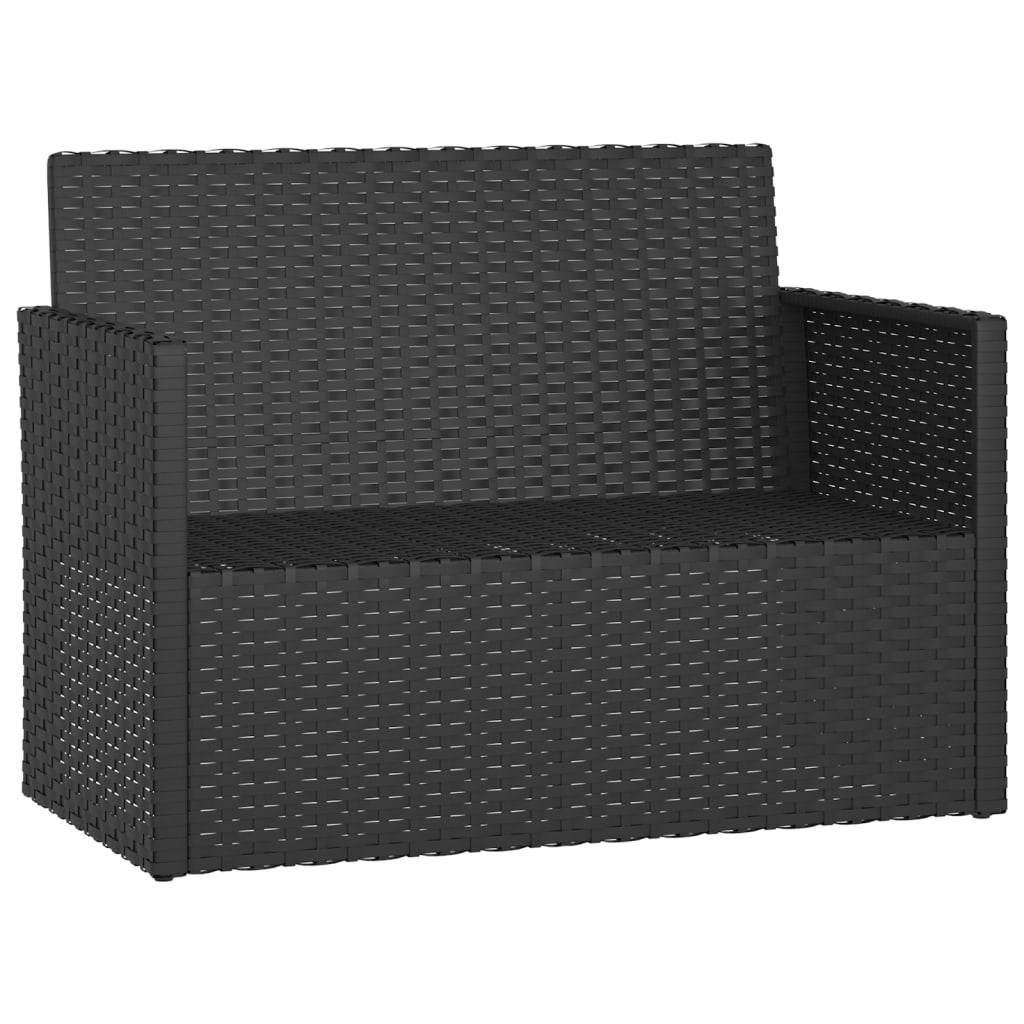 Helloshop26 - Banc de jardin meuble de patio d'extérieur terrasse avec coussins noir 105 cm résine tressée - Imagen 1