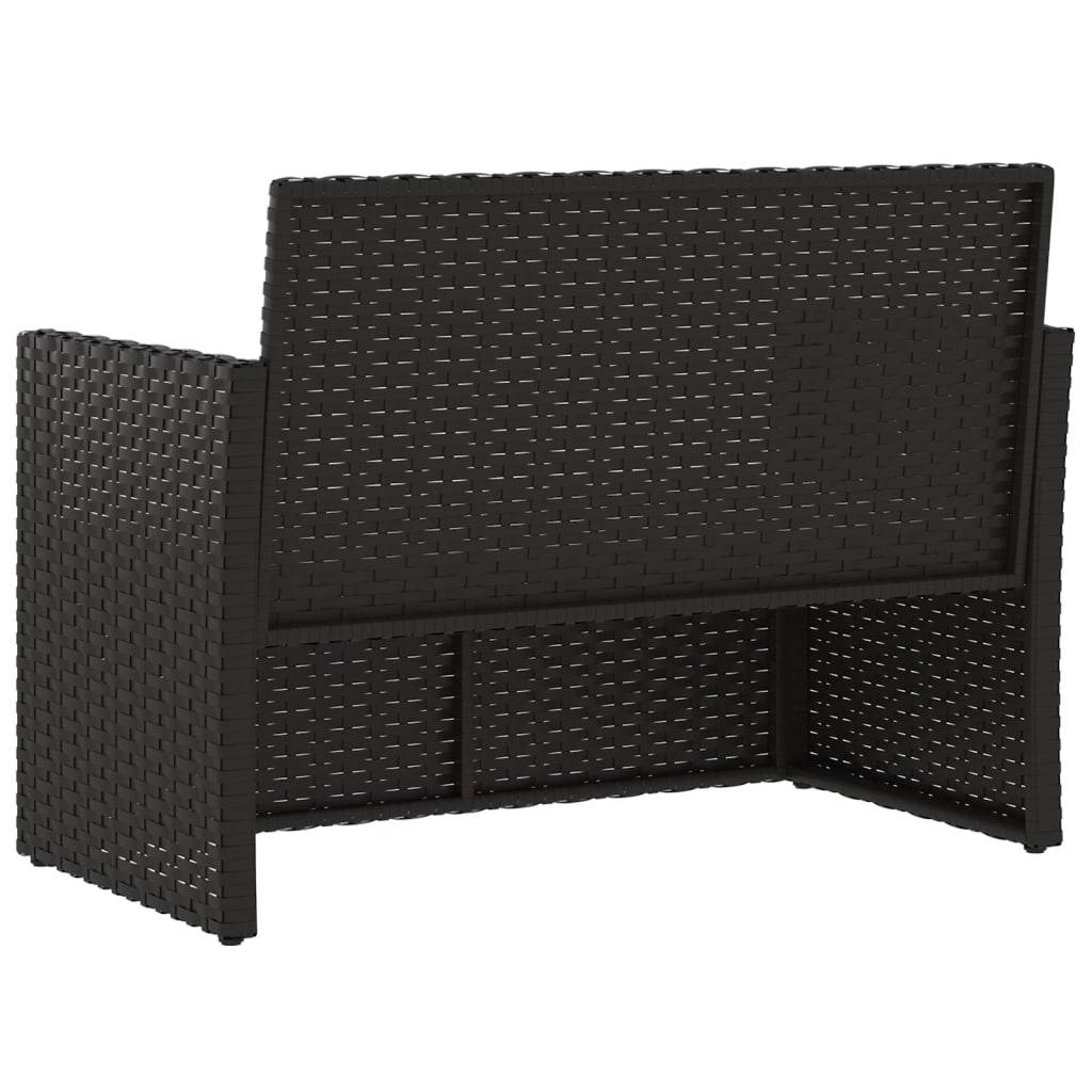 Helloshop26 - Banc de jardin meuble de patio d'extérieur terrasse avec coussins noir 105 cm résine tressée - Imagen 4