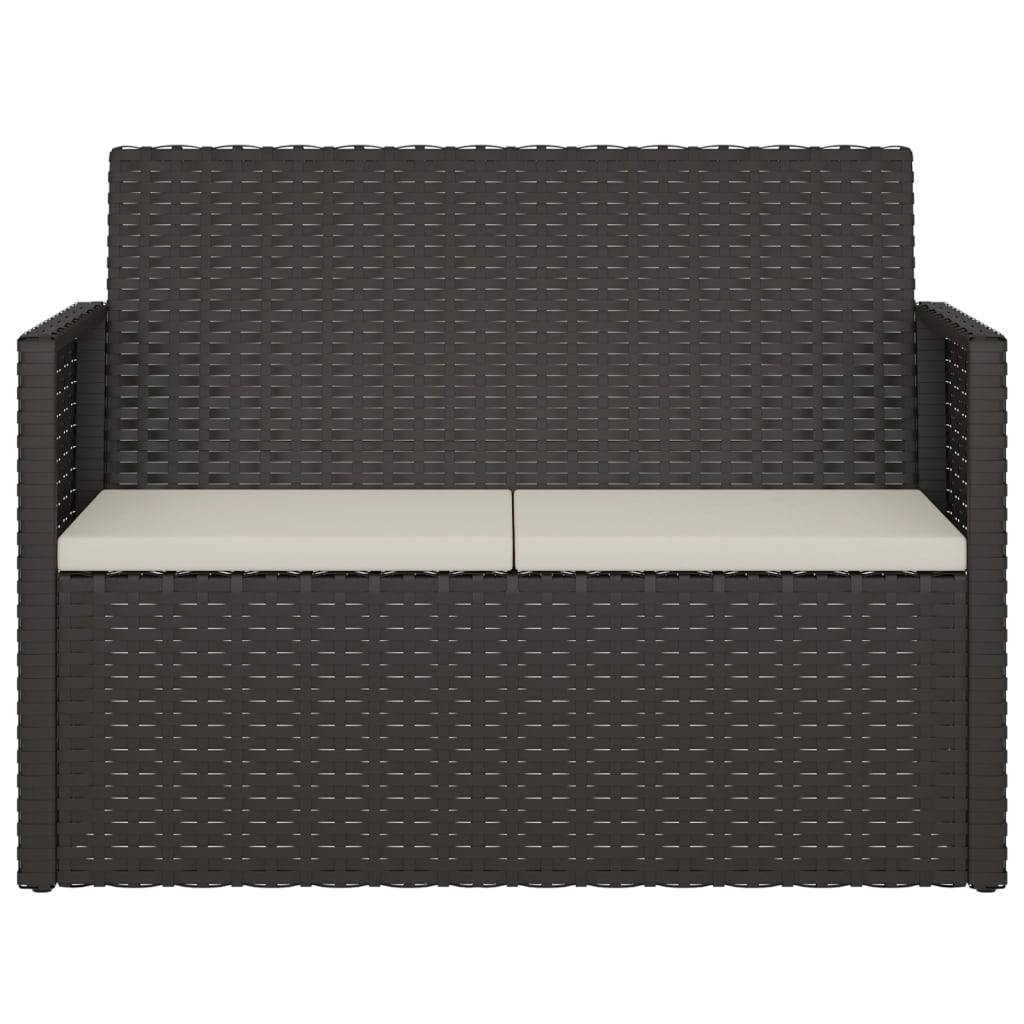 Helloshop26 - Banc de jardin meuble de patio d'extérieur terrasse avec coussins noir 105 cm résine tressée - Imagen 2