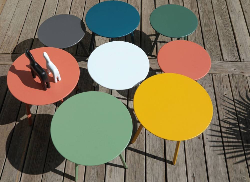 Proloisirs - Table basse de jardin Massaï ø 40 cm en acier époxy - vert light PROLOISIRS - Image 2