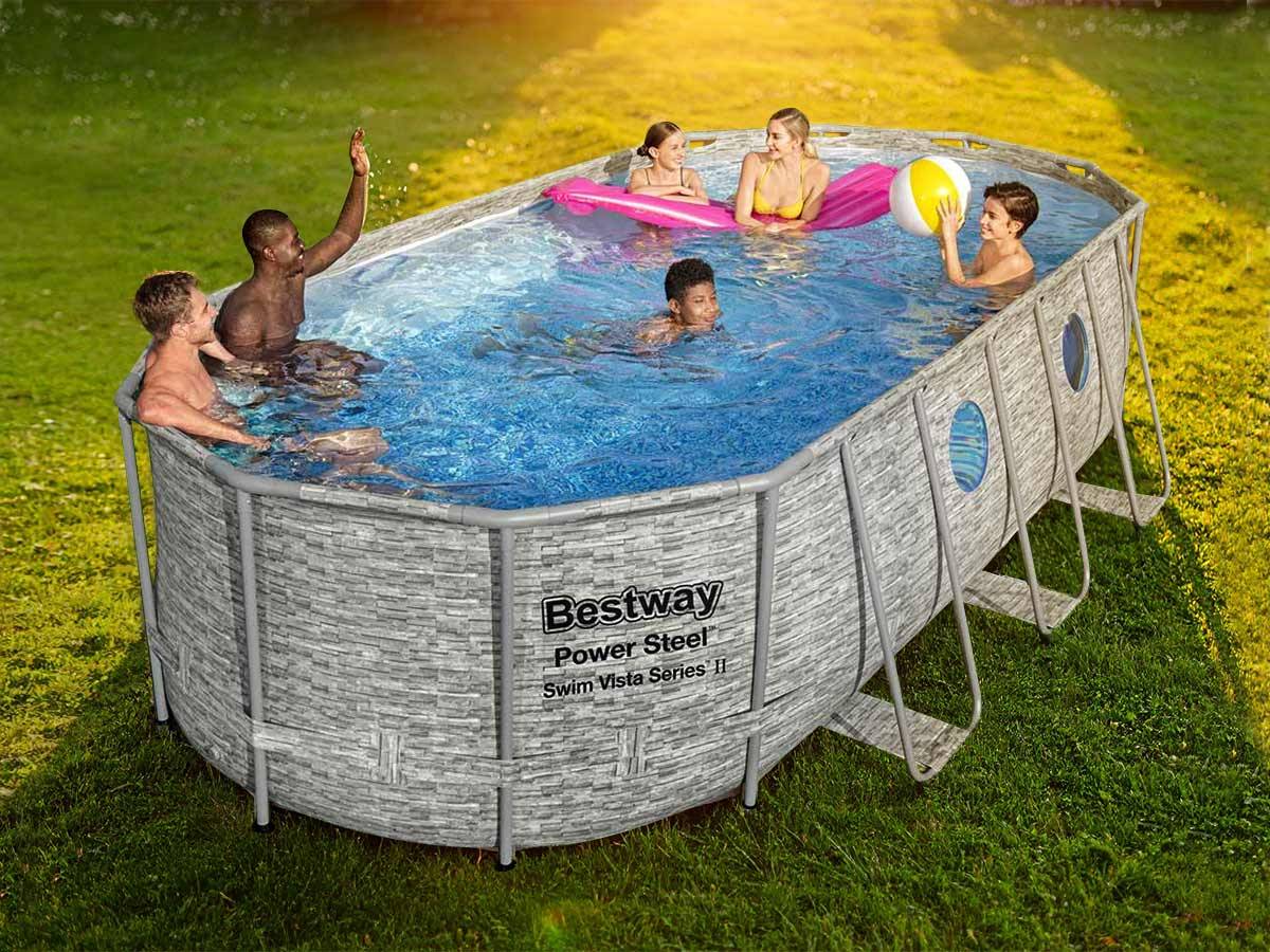 Bestway - Piscine tubulaire Power Steel SwimVista avec hublots ovale 5,49 x 2,74 x 1,22 m - Bestway - Imagen 1