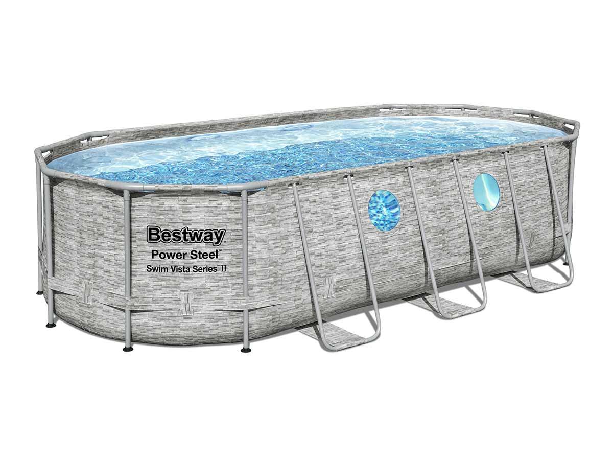 Bestway - Piscine tubulaire Power Steel SwimVista avec hublots ovale 5,49 x 2,74 x 1,22 m - Bestway - Imagen 2