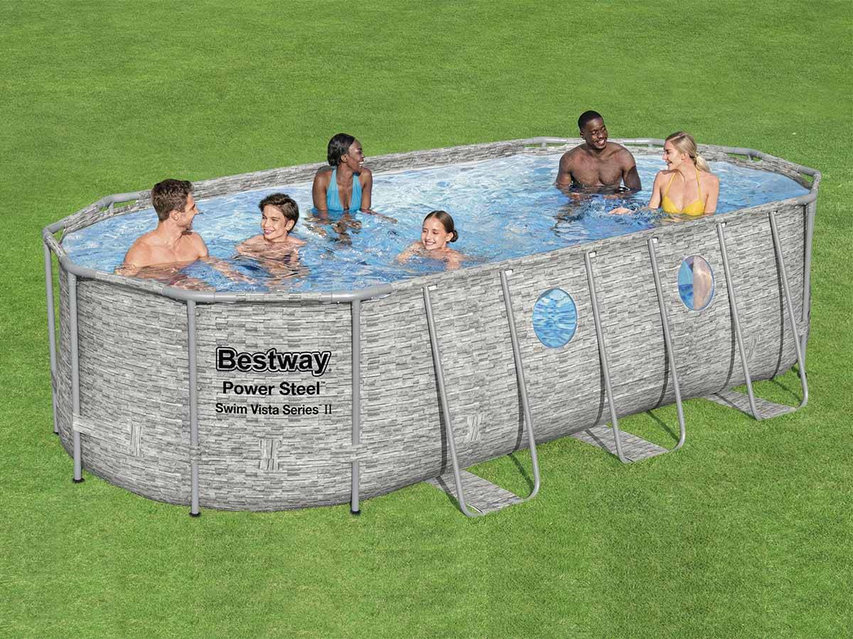 Bestway - Piscine tubulaire Power Steel SwimVista avec hublots ovale 5,49 x 2,74 x 1,22 m - Bestway - Imagen 3
