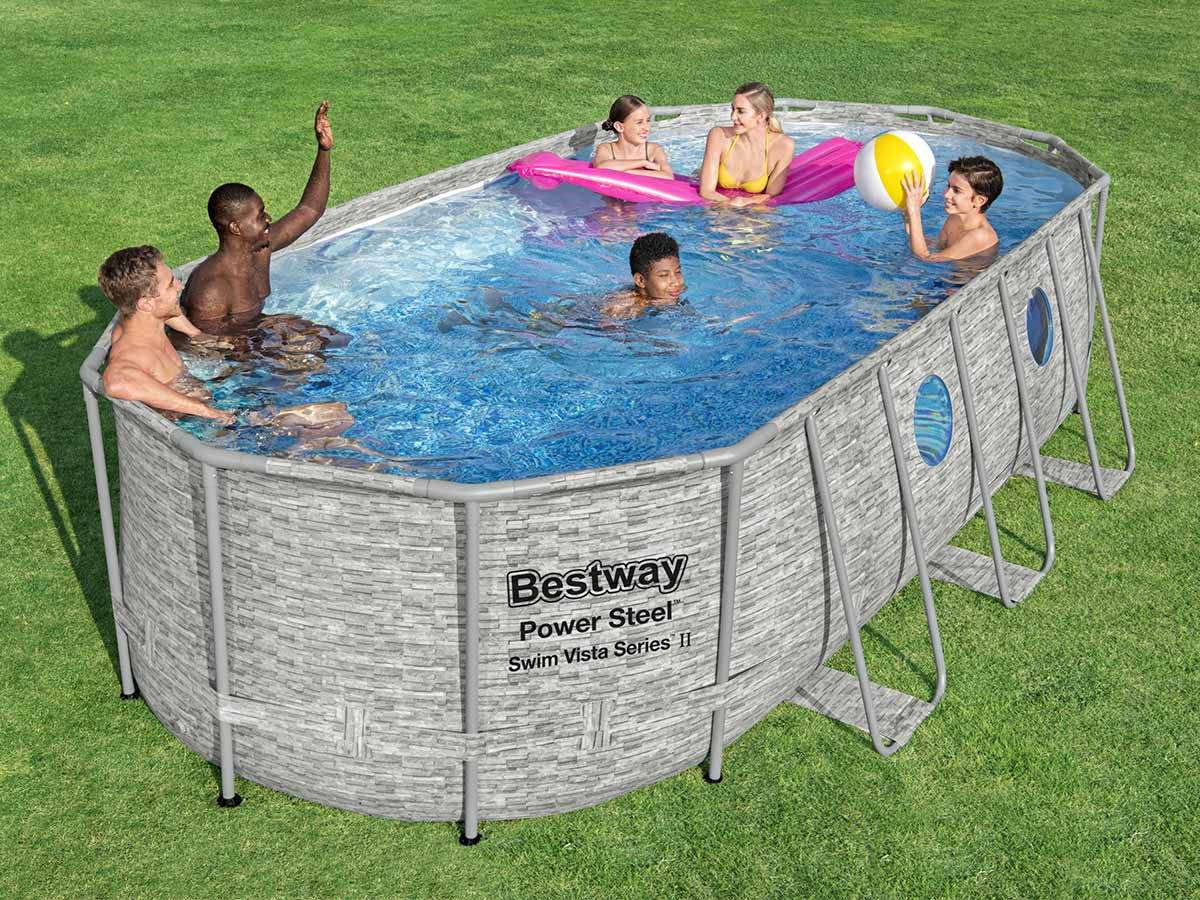 Bestway - Piscine tubulaire Power Steel SwimVista avec hublots ovale 5,49 x 2,74 x 1,22 m - Bestway - Imagen 4