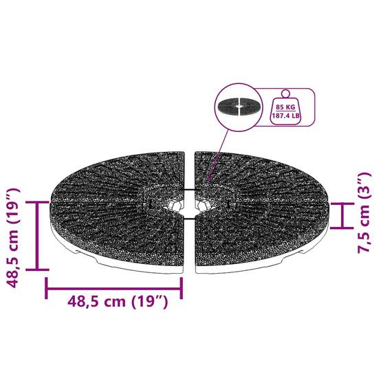 Vidaxl - Socle de parasol en forme d'éventail 4 pcs Noir vidaXL 47857 - Image 3
