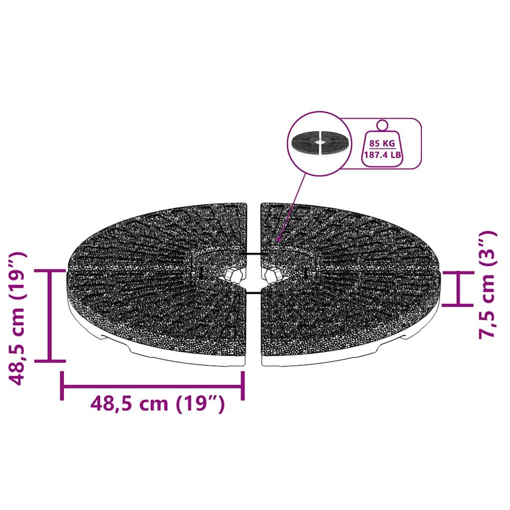 Vidaxl - Socle de parasol en forme d'éventail 4 pcs Noir vidaXL 47857 - Image 3