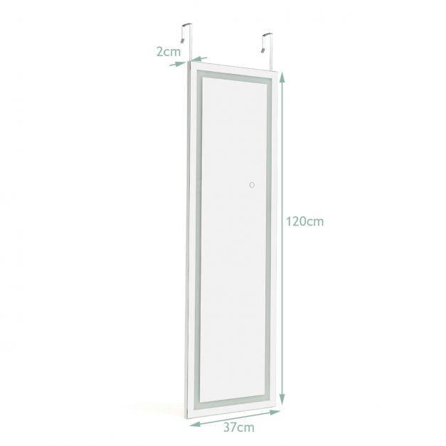 Helloshop26 - Miroir mural led miroir pleine longueur lumineux à 3 couleurs cadre en mdf 120 x 37cm blanc - Imagen 6