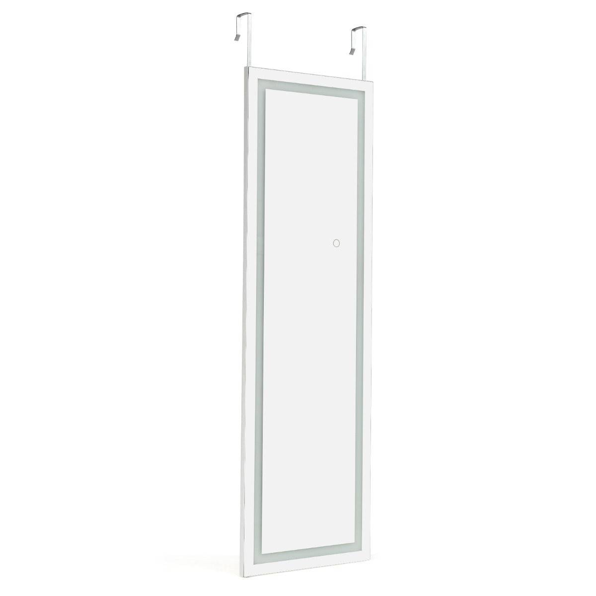 Helloshop26 - Miroir mural led miroir pleine longueur lumineux à 3 couleurs cadre en mdf 120 x 37cm blanc - Imagen 1