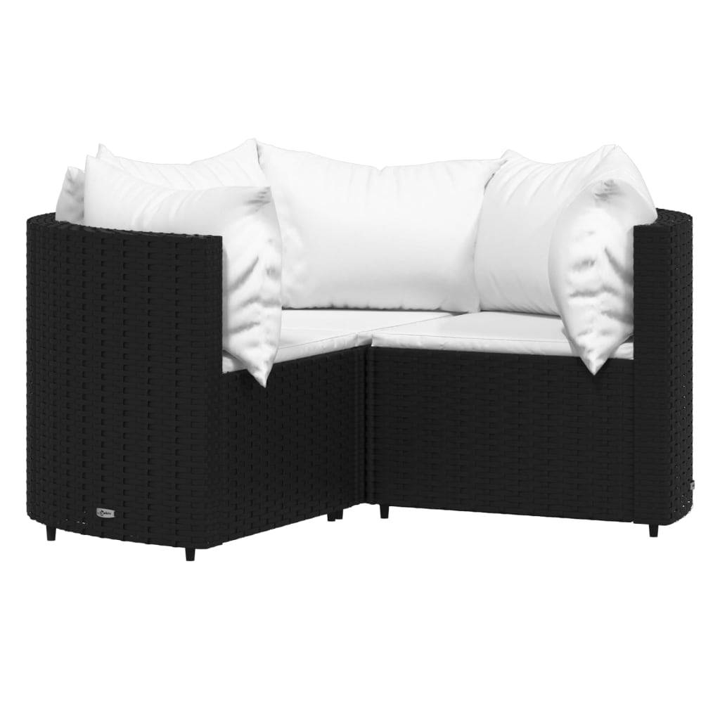Helloshop26 - Salon de jardin meuble d'extérieur ensemble de mobilier 4 pièces avec coussins noir résine tressée - Imagen 2