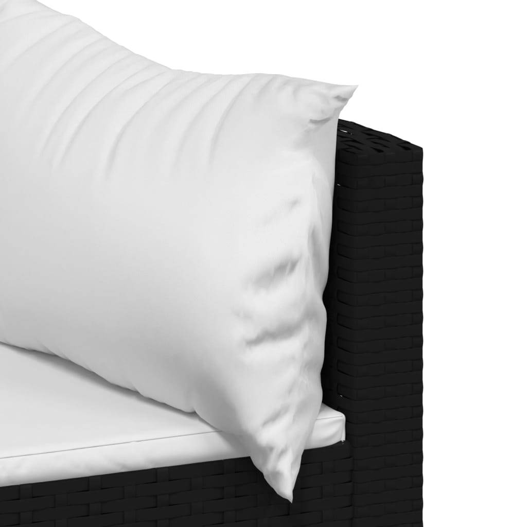 Helloshop26 - Salon de jardin meuble d'extérieur ensemble de mobilier 4 pièces avec coussins noir résine tressée - Imagen 5