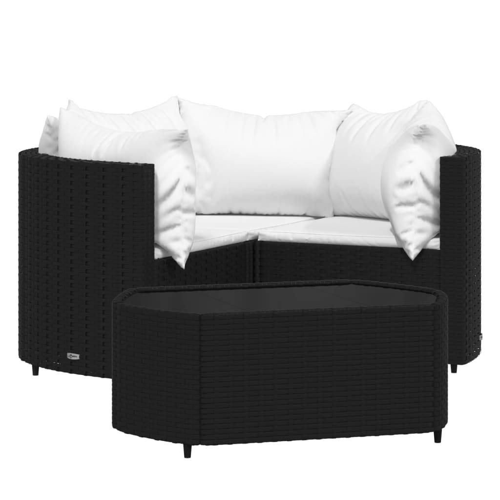 Helloshop26 - Salon de jardin meuble d'extérieur ensemble de mobilier 4 pièces avec coussins noir résine tressée - Imagen 1