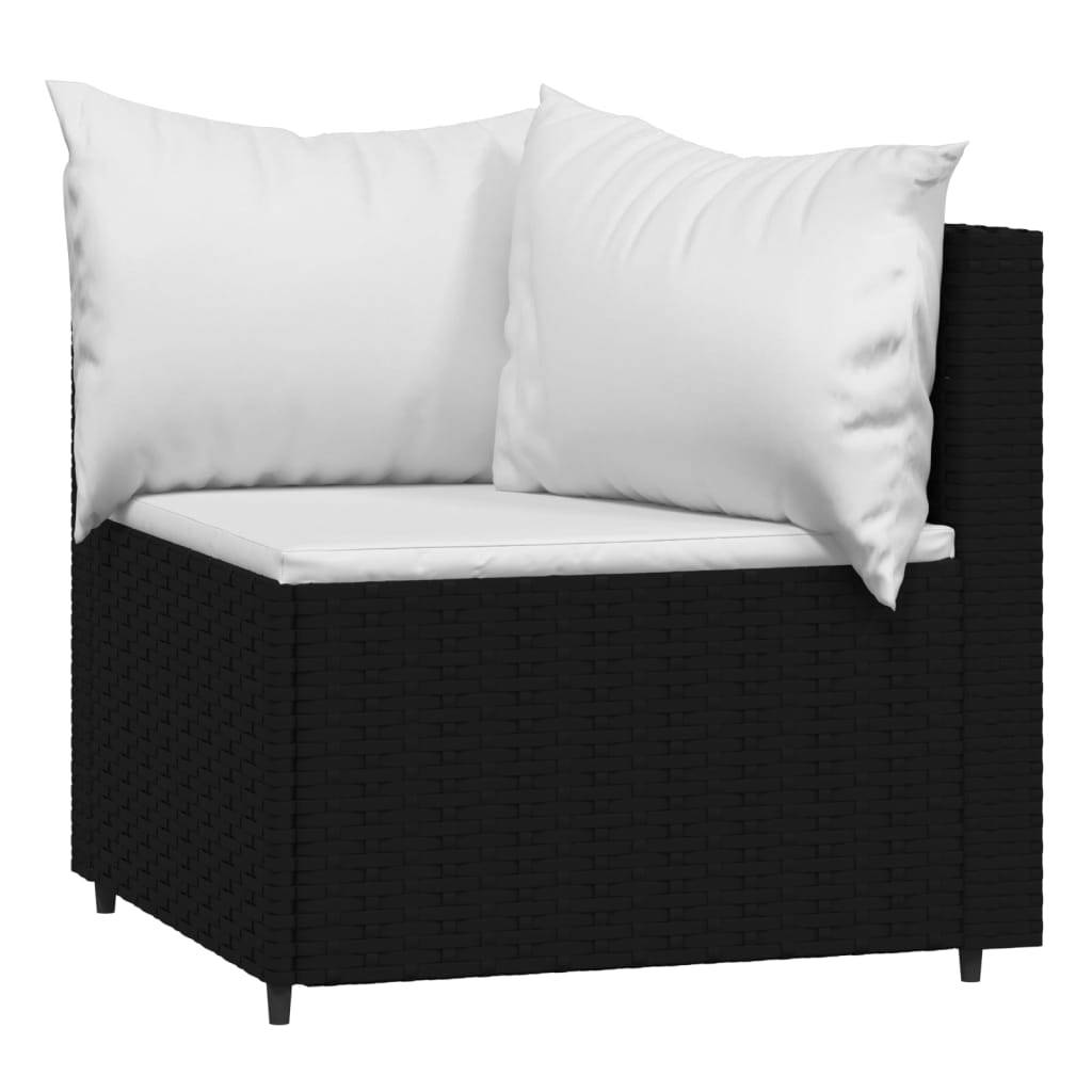 Helloshop26 - Salon de jardin meuble d'extérieur ensemble de mobilier 4 pièces avec coussins noir résine tressée - Imagen 3