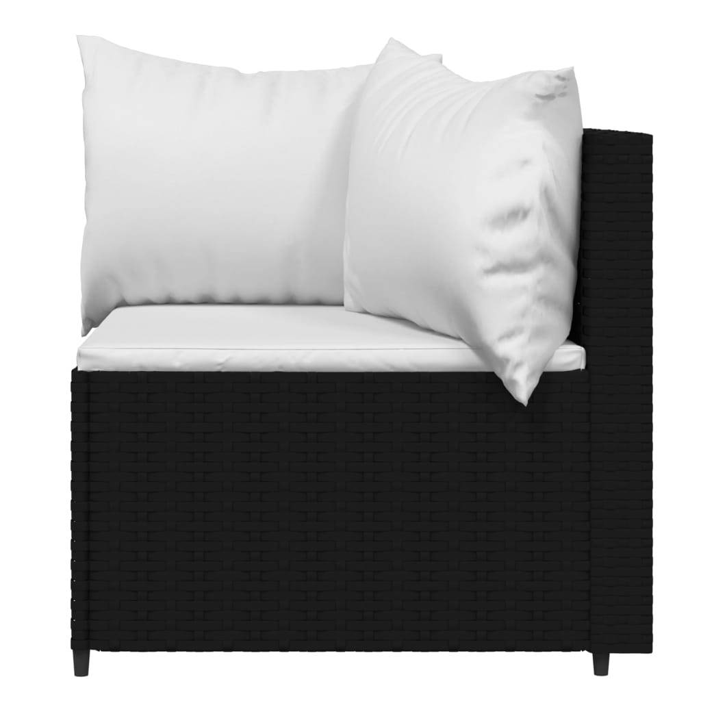 Helloshop26 - Salon de jardin meuble d'extérieur ensemble de mobilier 4 pièces avec coussins noir résine tressée - Imagen 4