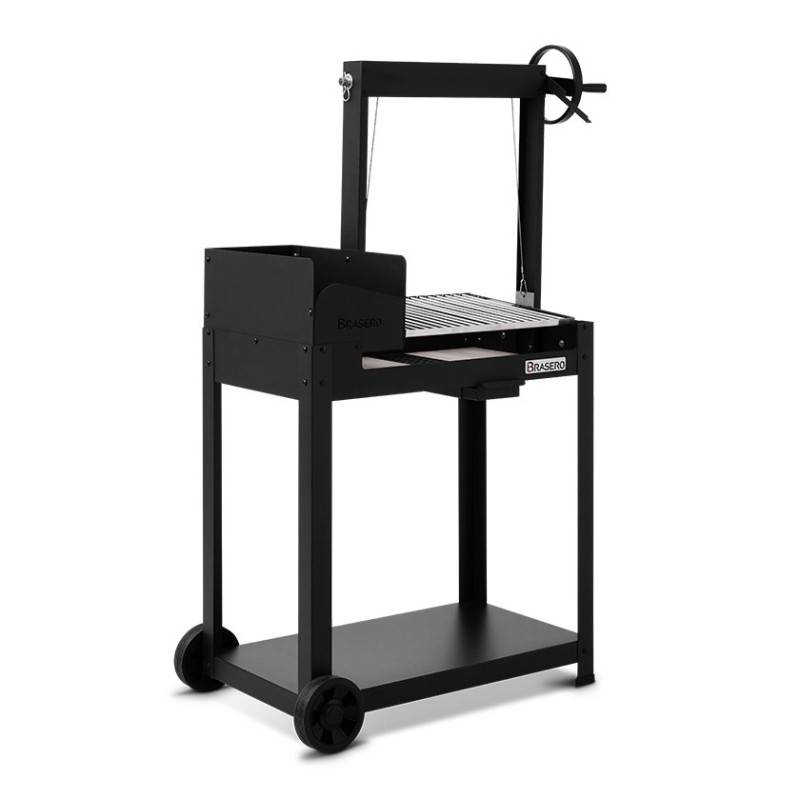 Brasero - Barbecue Charbon Bois Salamanca BRASERO - Grilles acier chromé de 40,5 x 49 cm - Hauteur de grille ajustable - Sur chariot, Noir - Image 1