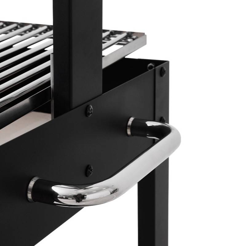 Brasero - Barbecue Charbon Bois Salamanca BRASERO - Grilles acier chromé de 40,5 x 49 cm - Hauteur de grille ajustable - Sur chariot, Noir - Image 10