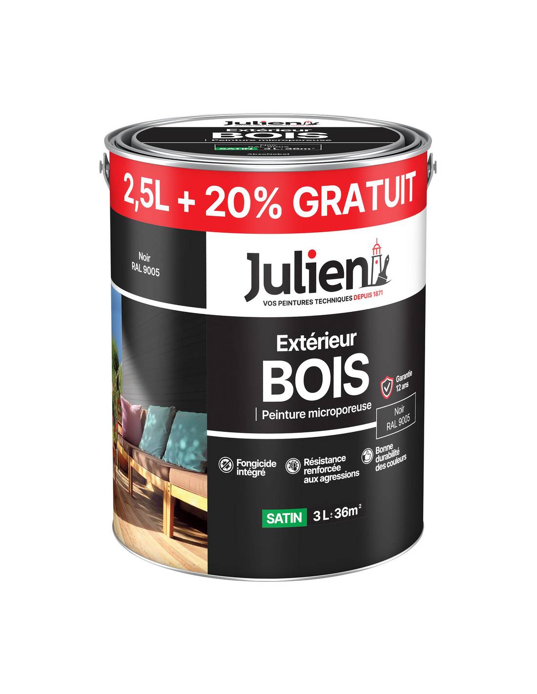 Julien - Peinture Bois Microporeuse Julien Protection Longue Durée Bois Extérieur - Julien