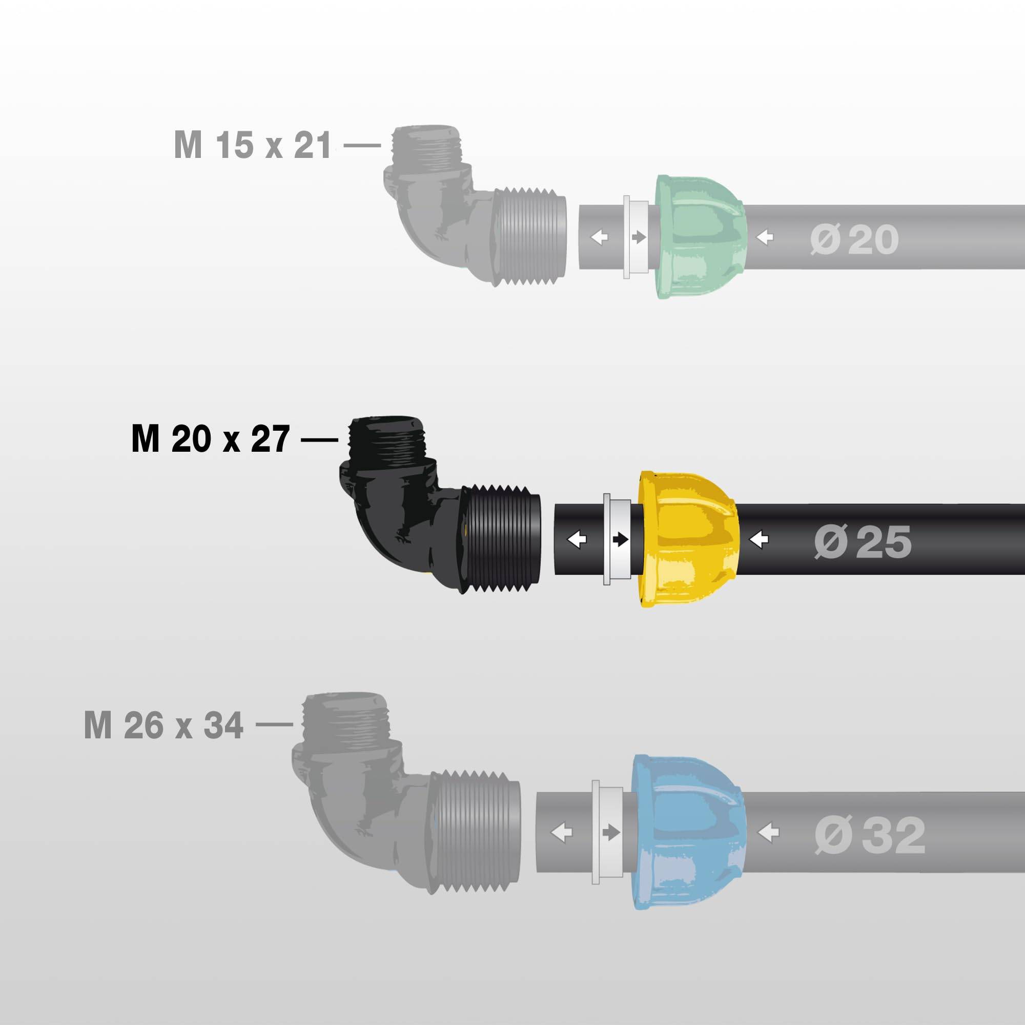 Jardibric - Jardibric - Coude Fileté Ø25 M 20x27 Compression PN10 - Raccord Arrosage Enterré PE - Image 2