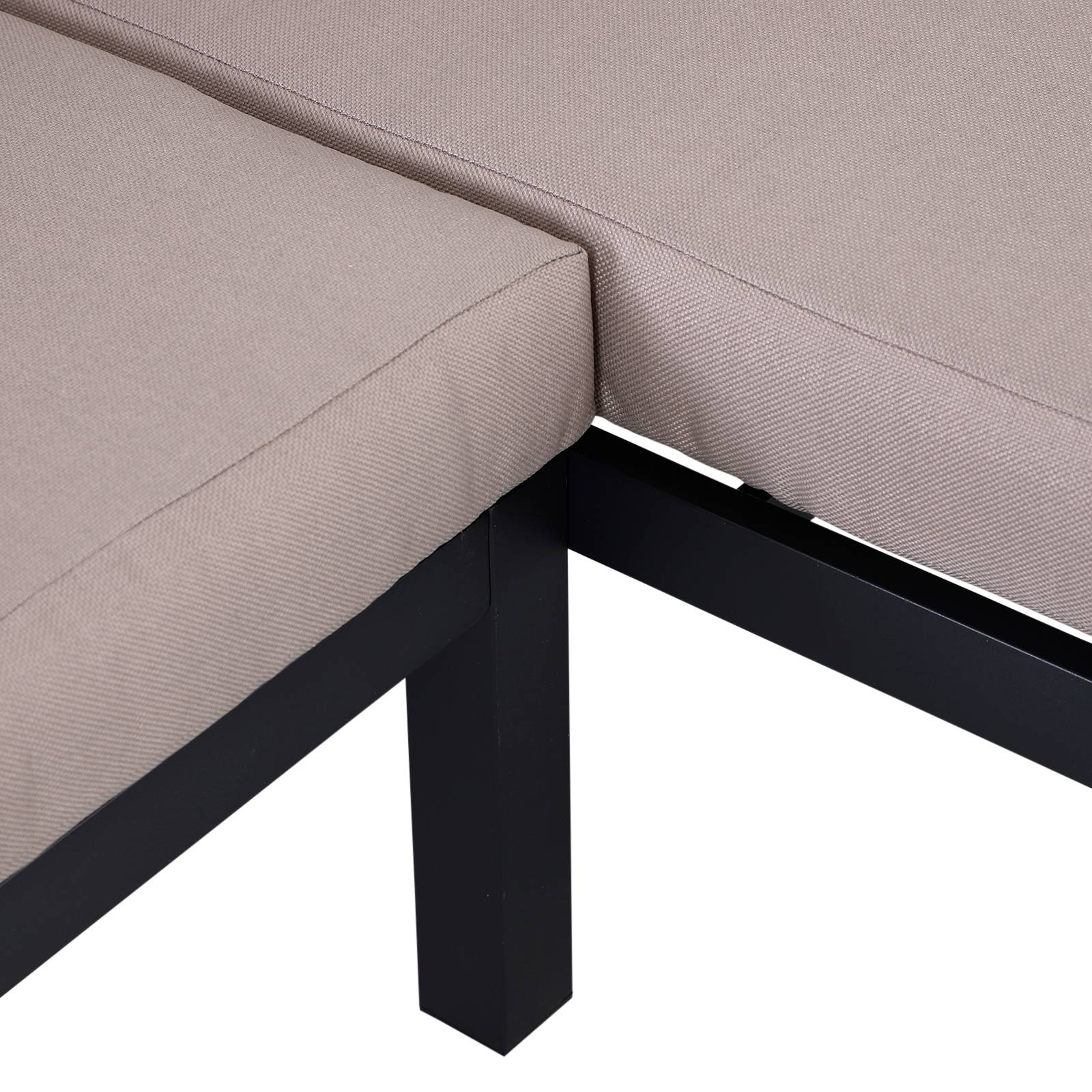 Outsunny - Ensemble salon de jardin d'angle design contemporain 5 places coussins marron table basse alu. noir et imitation bois - Outsunny - Imagen 8