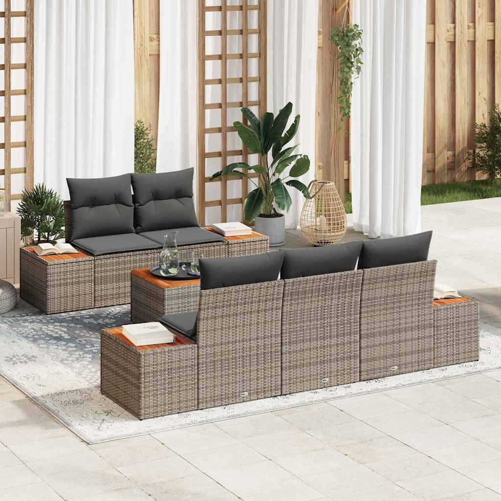 Salon de jardin modulable 6 pièces avec coussins confortables Gris – ComfortXL Outdoor Living - Image 1