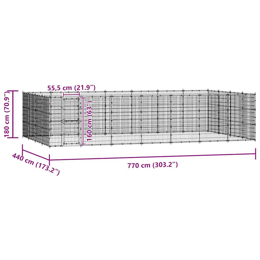Vidaxl - Chenil d'extérieur pour chiens Acier 33,88 m² vidaXL 3082315 - Imagen 3