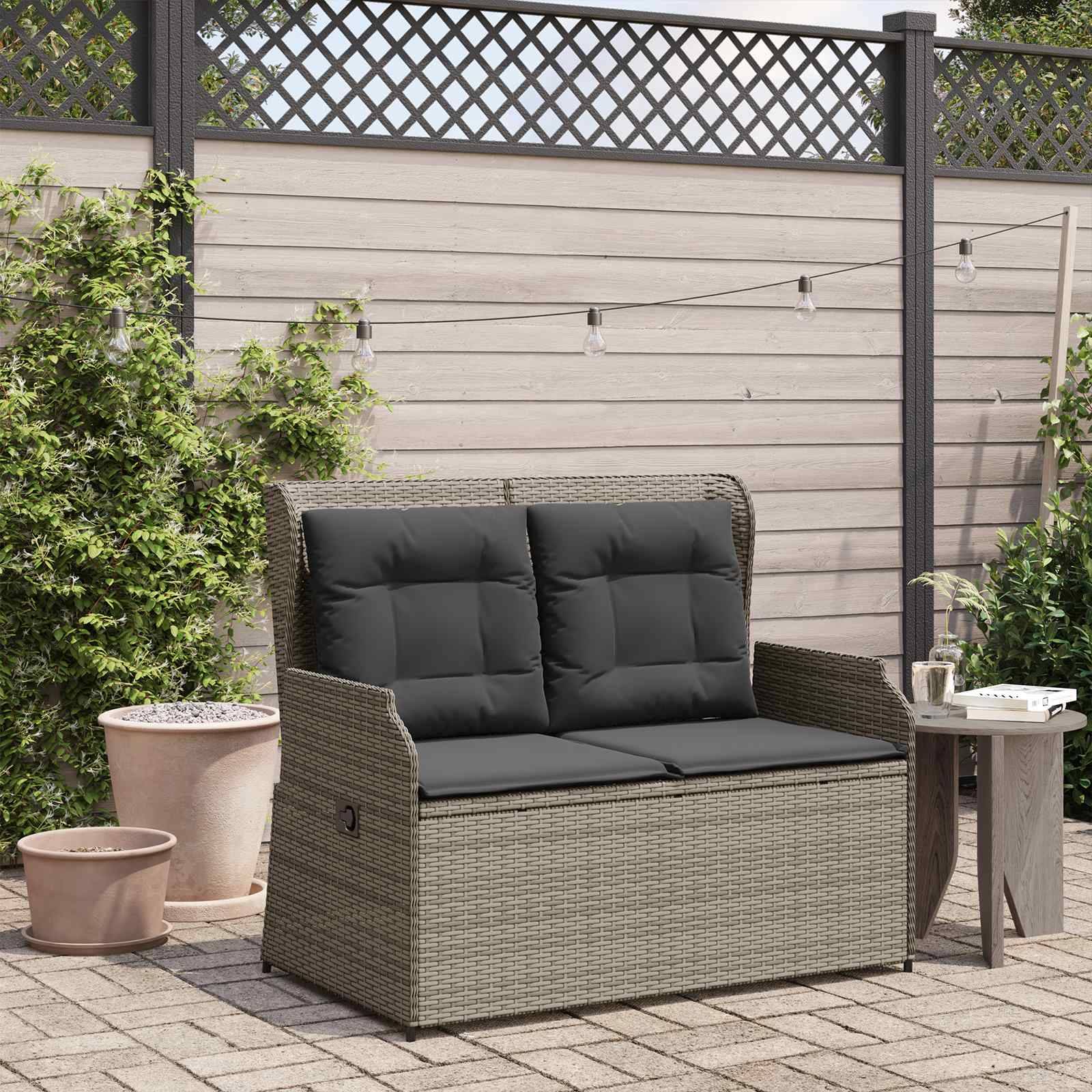 PANGIVO - Banc de jardin 2 places polyrotin Gris, 23.8kg- PANGIVO - Image 1