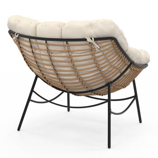 Fauteuil de jardin relax LOA effet rotin avec coussin écru - Image 4