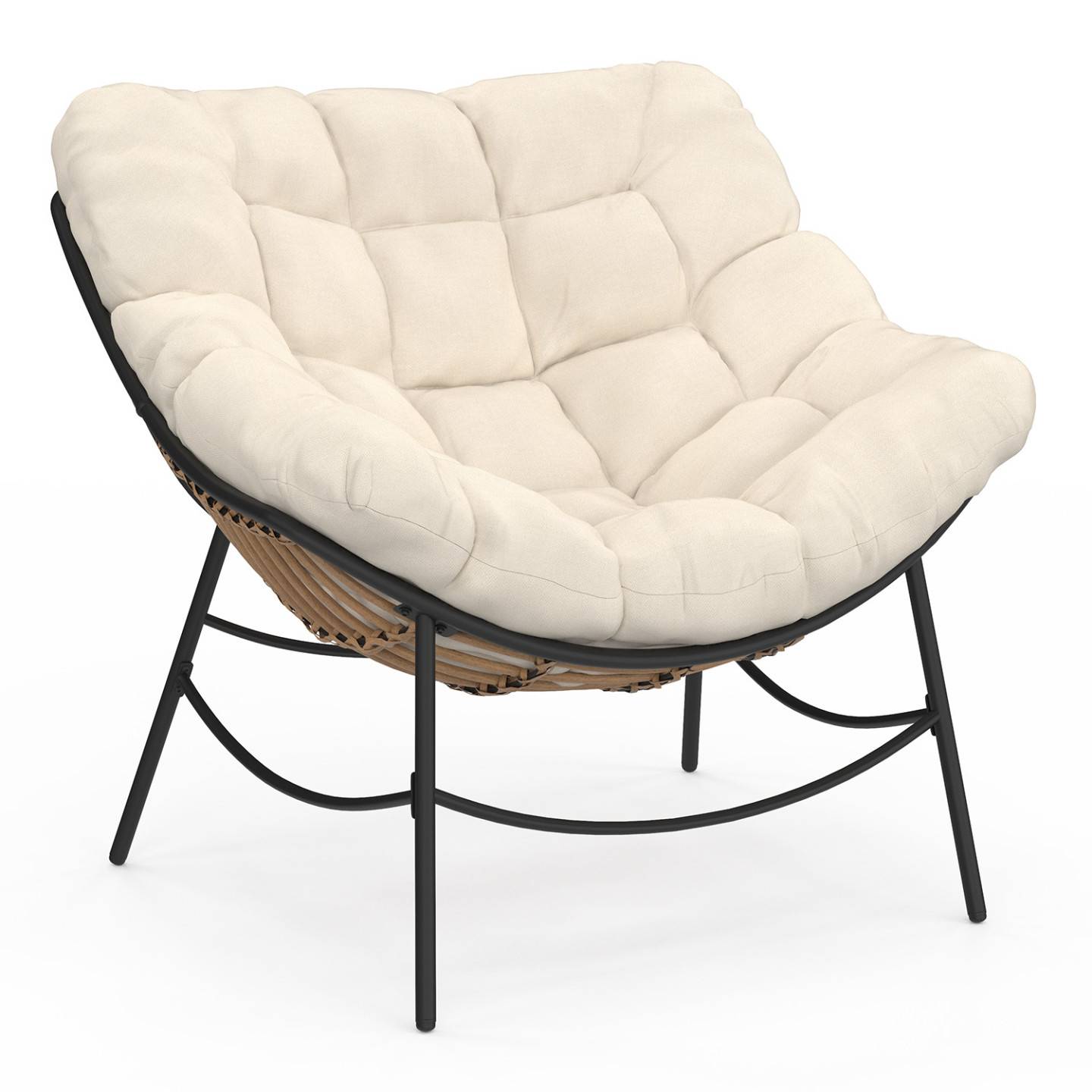 Fauteuil de jardin relax LOA effet rotin avec coussin écru - Image 2