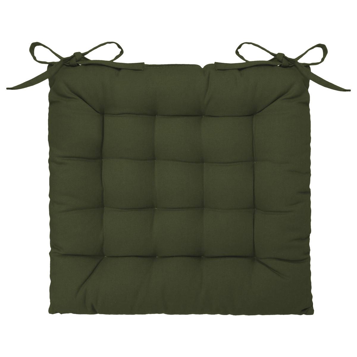 Atmosphera - Lot de 2 Galettes de chaise en Coton Vert kaki 38 x 38 cm - Imagen 3