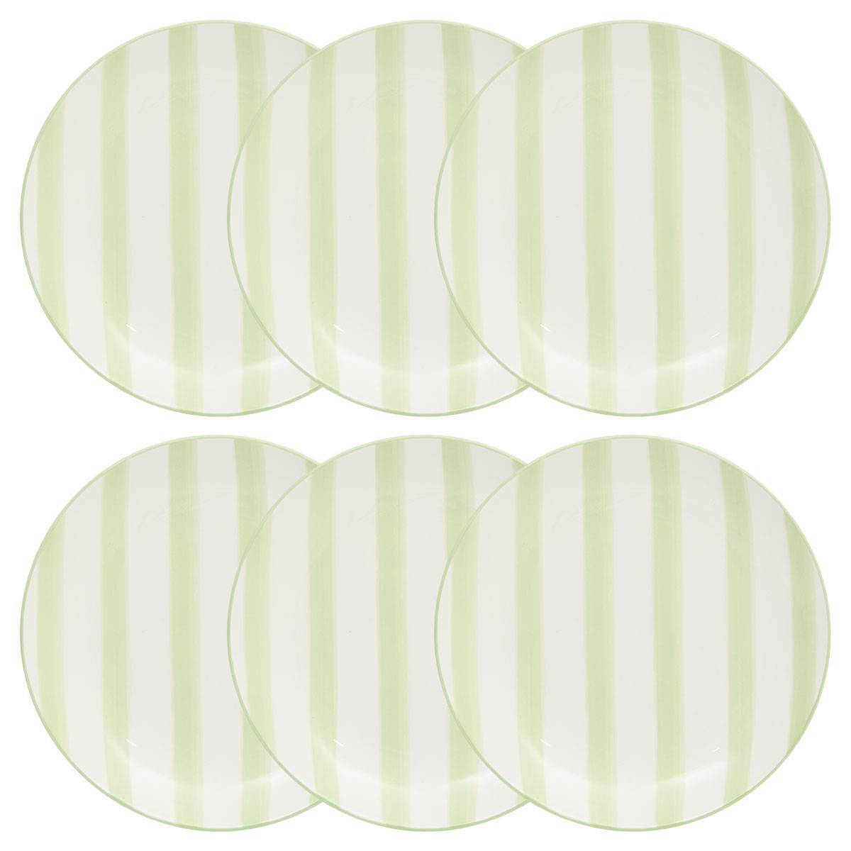 Atmosphera - Lot de 6 Assiettes plate rayée Charlie vert D19cm - Atmosphera Créateur d'intérieur - Image 1