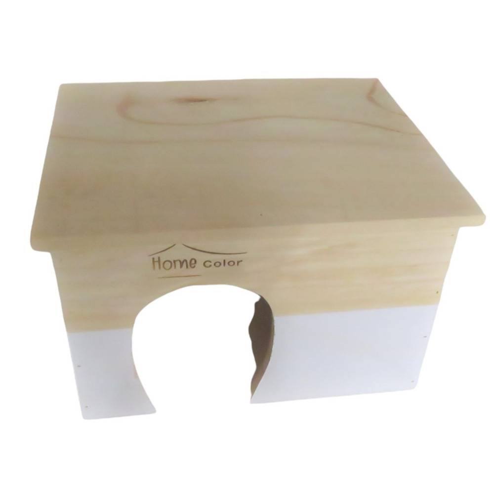 animallparadise - Maison en bois rectangulaire, blanche, 28 x 23 x 17 cm pour rongeur - Imagen 4