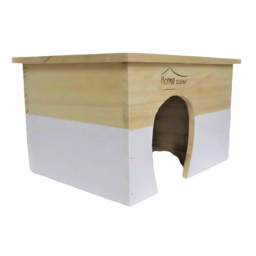 animallparadise - Maison en bois rectangulaire, blanche, 28 x 23 x 17 cm pour rongeur - Imagen 1