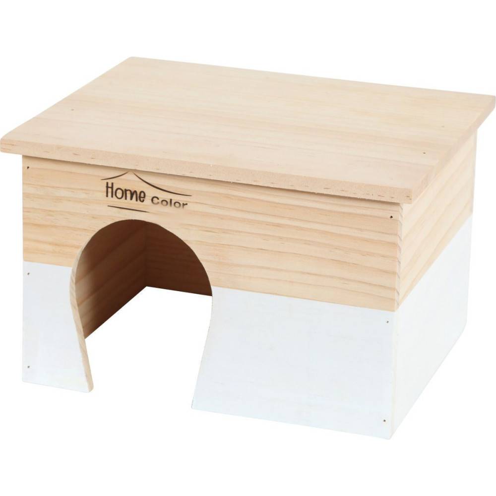 animallparadise - Maison en bois rectangulaire, blanche, 28 x 23 x 17 cm pour rongeur - Imagen 5