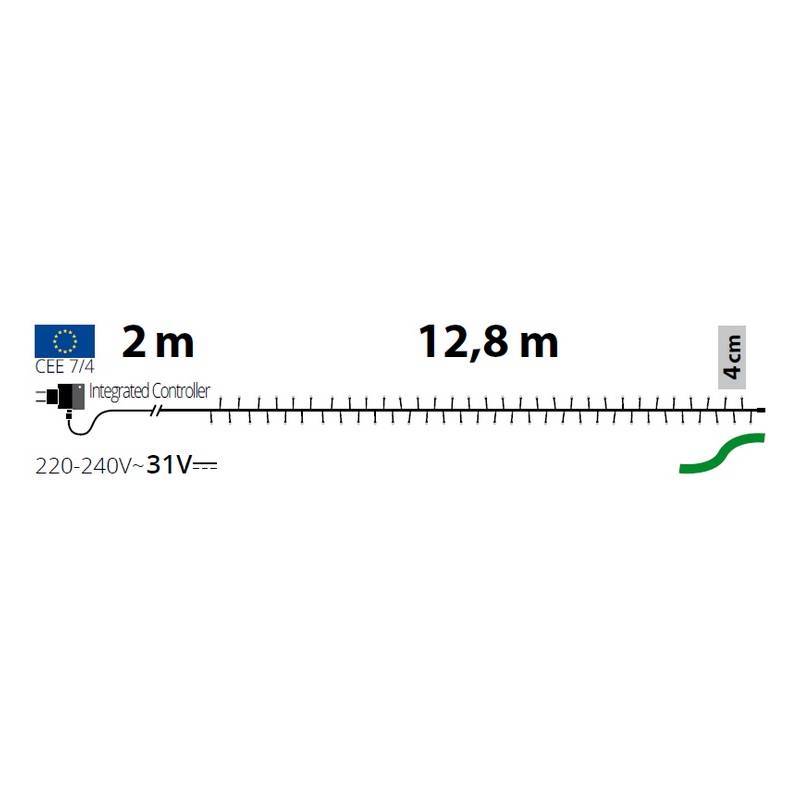 Lotti - Guirlande lumineuse 12,8M 320 LED blanc chaud 8 programmes câble vert 31V IP44 Lotti - Imagen 2