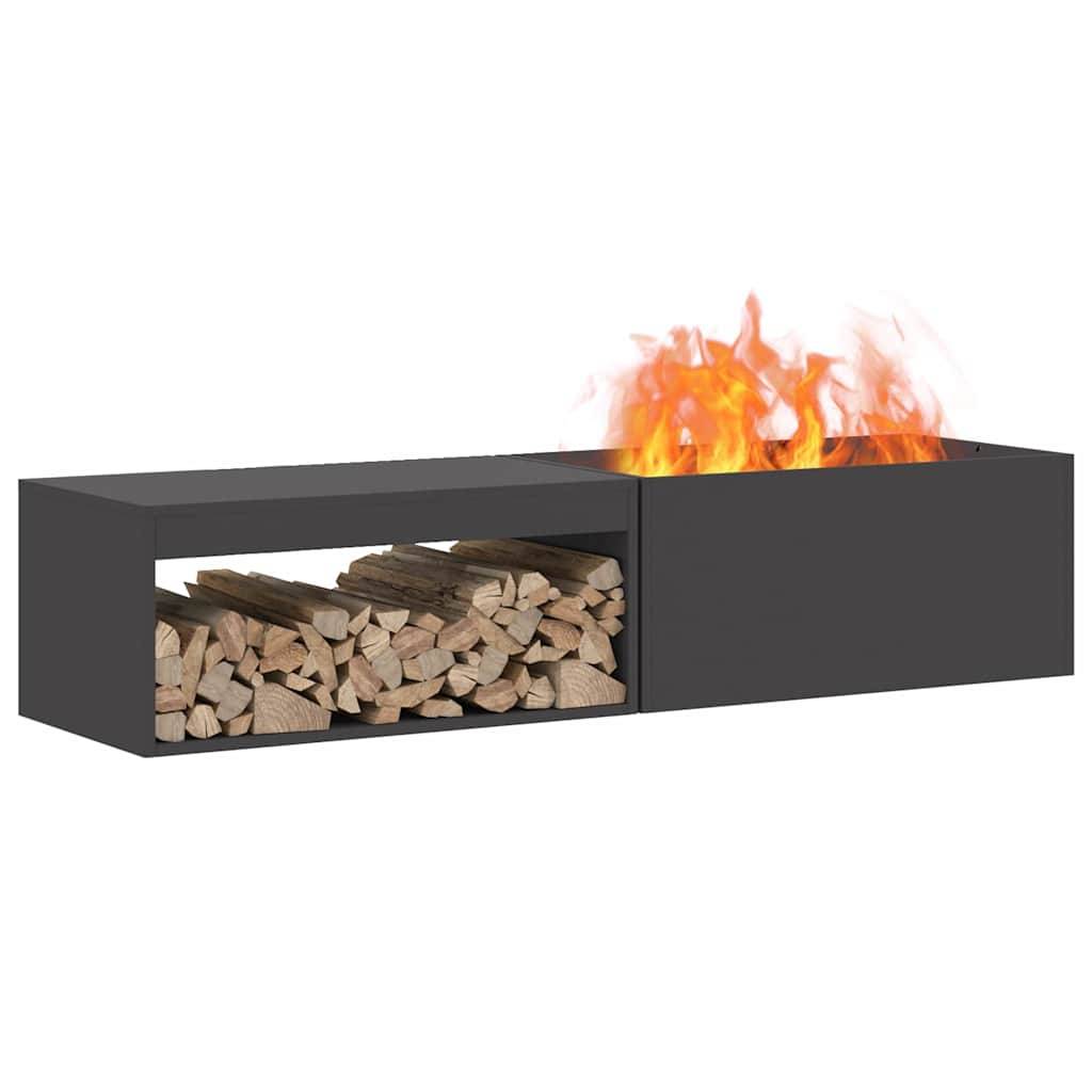 ComfortXL - Brasero rectangulaire Acier avec range-bûches pour jardin terrasse Noir – ComfortXL Outdoor Living - Image 3
